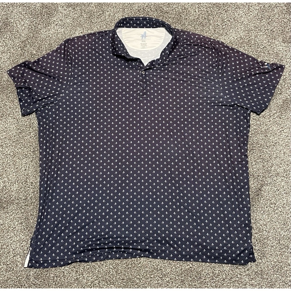 Johnnie O Featherweight Polo XXL Blue Golf Birds Custom Embroidery‎ Logo UPF 50